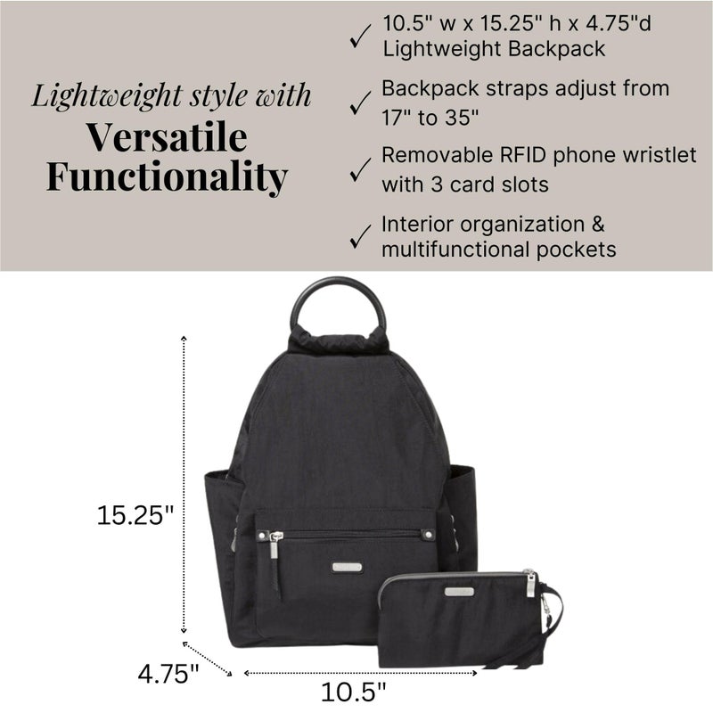 Baggallini حقيبة باجاليني النسائية الكلاسيكية الجديدة مع حافظة هاتف RFID، حقيبة ظهر طوال اليوم، سوداء، مقاس واحد أمريكي - Image 4